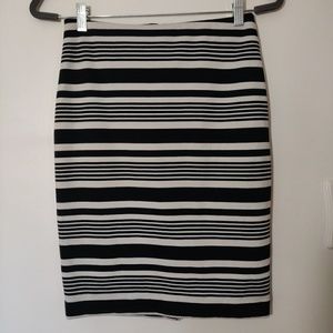 The Limited black and white stripe pencil skirt